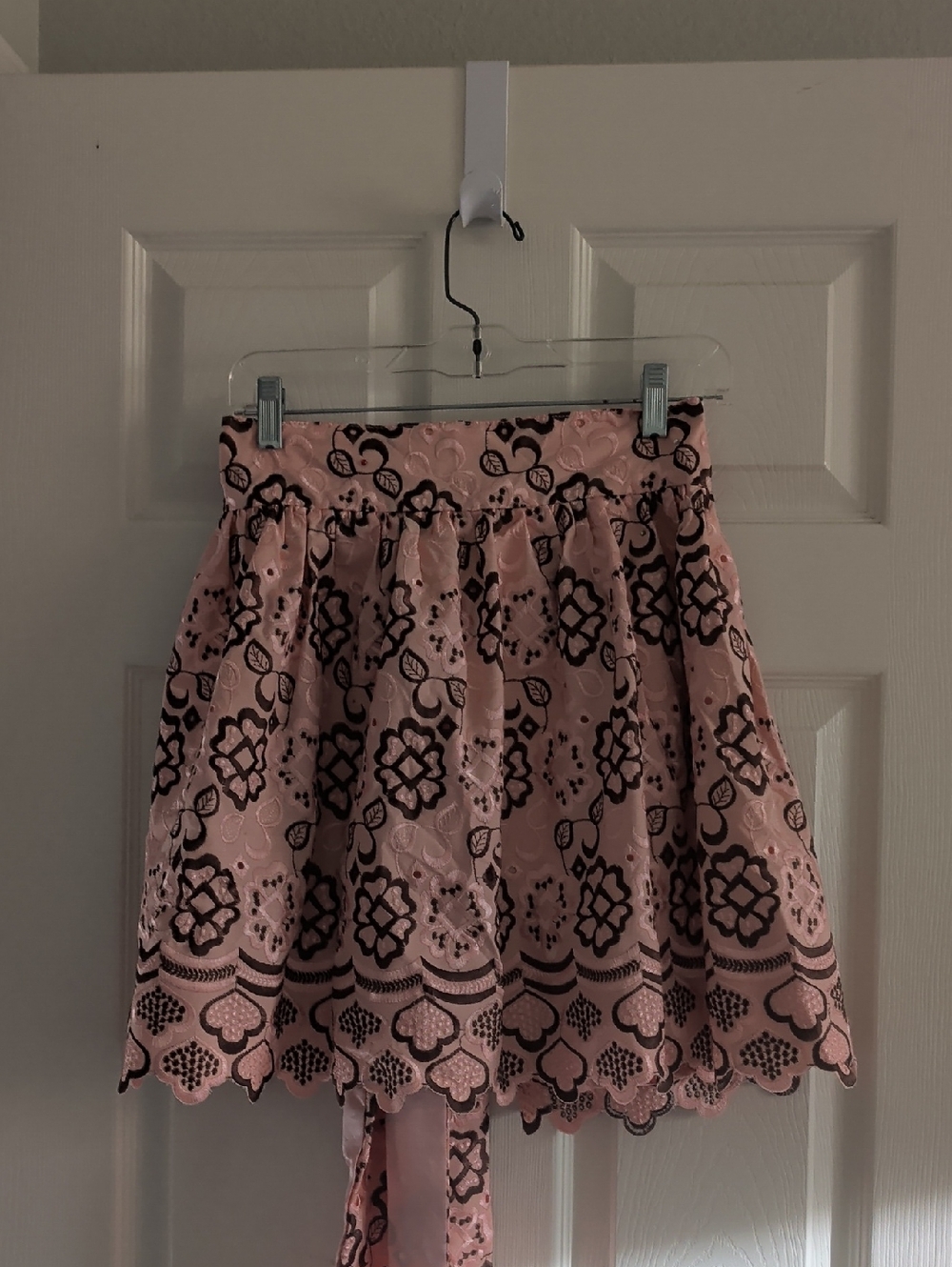 Pink Eyelet Lace With rhinestone Hostess Apron